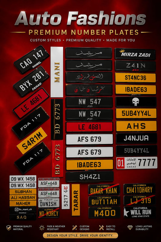 Customize 3D  Plastic Words Fancy Number Plates Single and Pair
