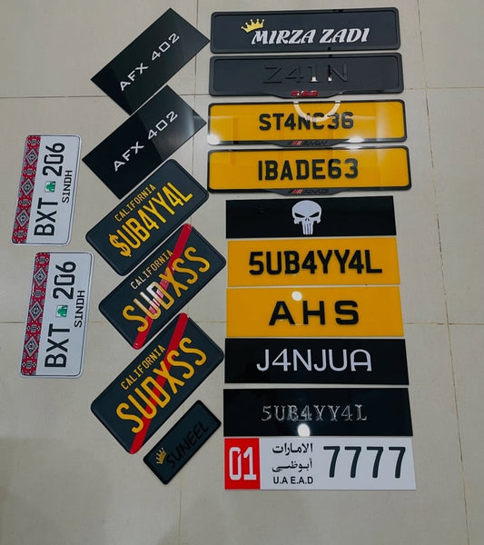 Customize 3D  Plastic Words Fancy Number Plates Single and Pair