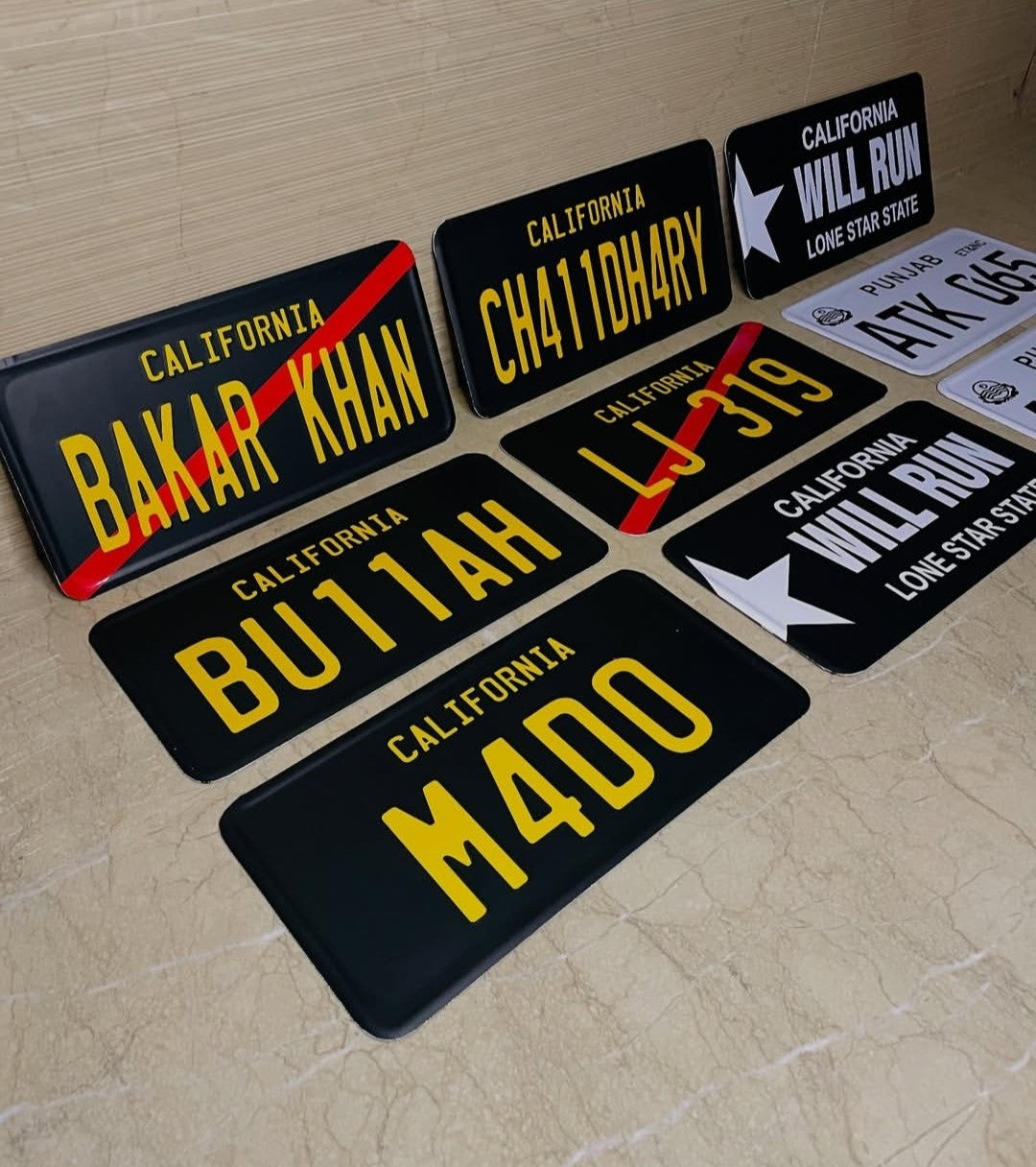 Customize 3D  Plastic Words Fancy Number Plates Single and Pair